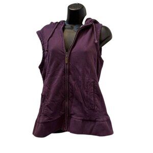 Sleeveless Purple Hoodie Vest With Sherpa Lining & Zip Up Closure By Ruff